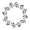 Vector hand drawn floral wreath, round frame with leaves