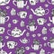 vector hand drawn garden tea party elements seamless pattern