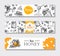 Vector hand drawn honey banners. Detailed honey engraved illust