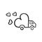 Vector hand drawn icon of delivery truck with love