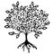 Vector hand drawn illustration, decorative ornamental stylized tree.