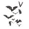 Vector hand drawn illustration with flock of bats isolated on white. Halloween symbol. Sketch for design of All Saints Day