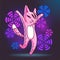 Vector hand drawn illustration of funny dancing cat on disco par