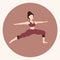 Vector hand drawn illustration - girl doing yoga. woman keeps balance