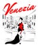 Vector hand drawn illustration of girl in Venice isolated.