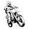 Vector hand drawn illustration of motorcyclist.