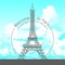 Vector hand drawn illustration of Paris famous building silhouette on white background.