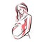 Vector hand-drawn illustration of pregnant elegant woman expecting baby, sketch.