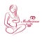 Vector hand-drawn illustration of pregnant elegant woman expecting baby, sketch. Maternity hospital advertising flyer