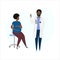 Vector hand drawn illustration. Vaccination immunity cartoon pregnant african-american or latino woman and black or