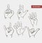Vector hand drawn image hands