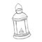 Vector hand drawn kerosene lamp. Doodle style