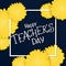 Vector hand drawn lettering with flowers, rectangle frame and quote - happy teachers day. Can be used as gift card