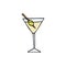 Vector hand drawn martini cocktail