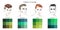 Vector hand drawn men with different types of male appearance. Set of palettes with green colors for Wint