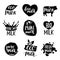 Vector hand drawn milk logotypess. Signs set for dairy produce. Tags collection for products packaging, advertising etc.