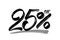 Vector Hand drawn numbers of 25 percent OFF. Special offer discount. Black Friday Sale