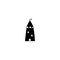 Vector hand drawn object, castle silhouette. Funny clipart.