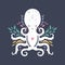 Vector hand drawn octopus, clip art illustration, vintage ethnic style, stylized animal