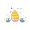 Vector hand drawn outline illustration of EASTER EGG. Icons in flat cartoon style. Coloring bright book design element. Greeting