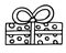 Vector hand drawn outline illustration of rectangle Christmas gift box