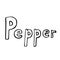 Vector hand drawn outline pepper text