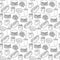 Vector hand drawn pop art monochrome fast food pattern.