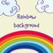 Vector hand drawn rainbow and clouds good weather background