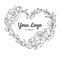 Vector hand drawn rose wreath in heart shape illustration.