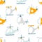 Vector hand-drawn seamless childish pattern with cute flying helicopters on a white background. Kids texture for fabric
