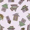 Vector hand drawn seamless pattern Decorative stylized childish houses Doodle style, graphic illustration Ornamental cute hand dra