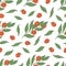 Vector hand drawn seamless pattern with a plant ashwagandha