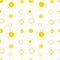 Vector hand drawn seamless pattern, sunny background, sun drawings, yellow scribble lines, sunrise, nature backdrop.