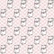 Vector hand drawn seamless pattern with white japanese maneki neko lucky cats