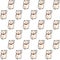 Vector hand drawn seamless pattern with white maneki neko lucky cats on the white background