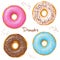 Vector hand drawn set of four sweet donuts - top view