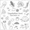 Vector hand drawn set of Vegeterian food. Vegetables, fruits.