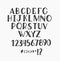 Vector hand-drawn simple fun lettering alphabet. Capitals and digits only. Doodle calligraphy typeset