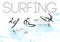 Vector hand drawn surfing athletes.