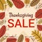 Vector hand drawn thanksgiving sale banner template with autumn leaf