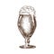 Vector hand drawn tulip beer glass full of dark beer with liquid foam. Beautiful vintage beer mug or snifter with