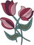 Vector hand drawn tulips, abstract floral design