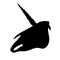 Vector hand drawn unicorn skull silhouette