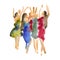 Vector: hand drawn watercolor illustration. Dancing people. People shaped watercolor stains