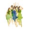 Vector: hand drawn watercolor illustration. Dancing people. People shaped watercolor stains