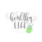 Vector hand lettering Healthy life. With the image of smoothie. Logo for restaurant, food market, farm shop etc.