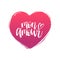 Vector hand lettering phrase Mon Amour. February 14 calligraphy in heart shape. Valentines day typography