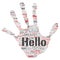 Vector hand print stamp hello greeting international t