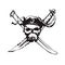 Vector handdrawn black jolly roger pirate symbol.