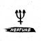 Vector handdrawn brush ink illustation of Neptune sign